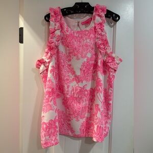 Lilly Pulitzer Pink Ruffle Sleeveless Top
